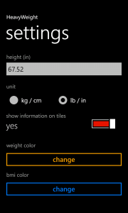 Settings page